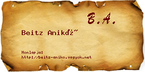 Beitz Anikó névjegykártya